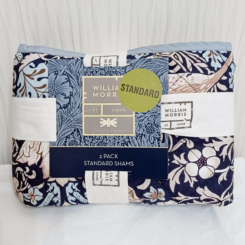 New William Morris Strawberry Thief Navy Pack of 2 Standard Shams 20 x 30